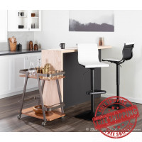 Lumisource BS-MASTER BKW Masters Contemporary Barstool in Black Metal and White Faux Leather